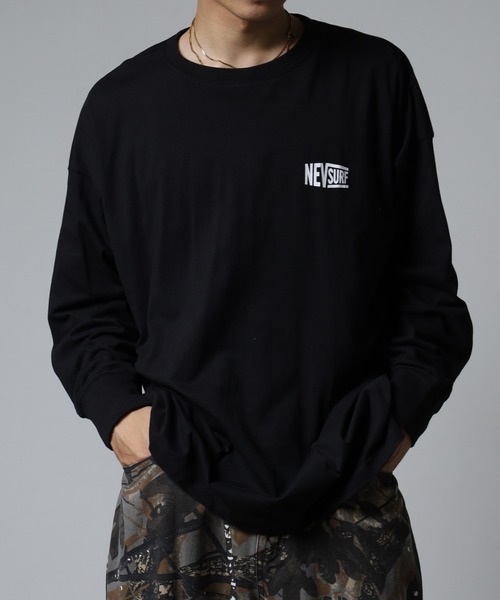 FUNALIVE（ファンアライブ）の「NEVSURF バックプリント ビッグ長袖Tシャツ unisex（Tシャツ/カットソー・メンズ・ブラック系1/ベージュ/チャコール/ネイビー/ブラック/ホワイト系1/オフホワイト/杢グレー・M/L/XL）」の4枚目の写真