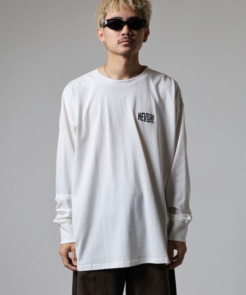 FUNALIVE（ファンアライブ）の「NEVSURF バックプリント ビッグ長袖Tシャツ unisex（Tシャツ/カットソー・メンズ・ブラック系1/ベージュ/チャコール/ネイビー/ブラック/ホワイト系1/オフホワイト/杢グレー・M/L/XL）」の12枚目の写真