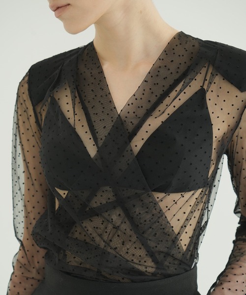 まゆ　新品タグ付きCLANE SHEER DRAPE BODY SUITS SHEER DRAPE BODYSUITS（その他トップス）｜CLANE（クラネ）の