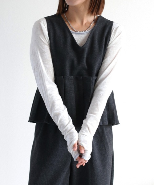 cepo（セポ）の「シアーベロアリンガーフィンガーホールカットソー（Tシャツ/カットソー・レディース・ブラウン/ブラック/オフホワイト・M）」の8枚目の写真