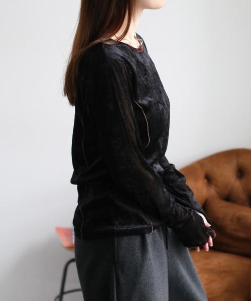 cepo（セポ）の「シアーベロアリンガーフィンガーホールカットソー（Tシャツ/カットソー・レディース・ブラウン/ブラック/オフホワイト・M）」の22枚目の写真