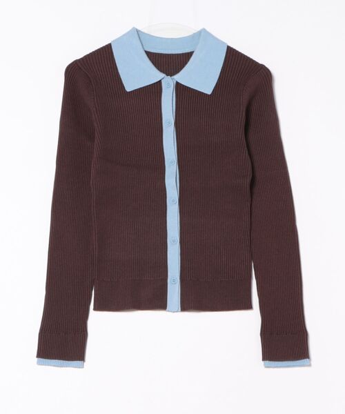 STYLEBLOCK（スタイルブロック）の「バイカラーニット襟付きトップス（ニット/セーター・レディース・グレー/アイボリー/ブラック/ブラウン・M）」の4枚目の写真