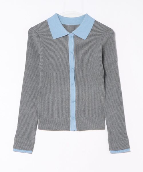 STYLEBLOCK（スタイルブロック）の「バイカラーニット襟付きトップス（ニット/セーター・レディース・グレー/アイボリー/ブラック/ブラウン・M）」の3枚目の写真