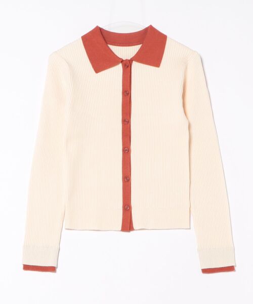 STYLEBLOCK（スタイルブロック）の「バイカラーニット襟付きトップス（ニット/セーター・レディース・グレー/アイボリー/ブラック/ブラウン・M）」の2枚目の写真