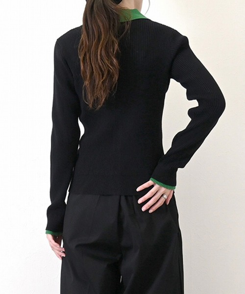 STYLEBLOCK（スタイルブロック）の「バイカラーニット襟付きトップス（ニット/セーター・レディース・グレー/アイボリー/ブラック/ブラウン・M）」の9枚目の写真