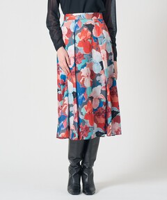 TOMOROWLAND ヴァーミリオンプリント タックスイングスカート
