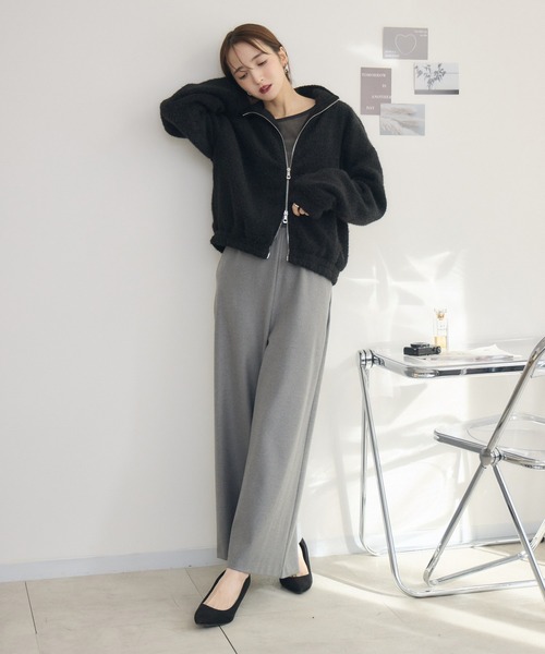 RU.TI.LE（ルチル）の「【RU.TI.LE】カットボアジップブルゾン（ブルゾン・レディース・ブラック/ベージュ・MEDIUM）」の3枚目の写真