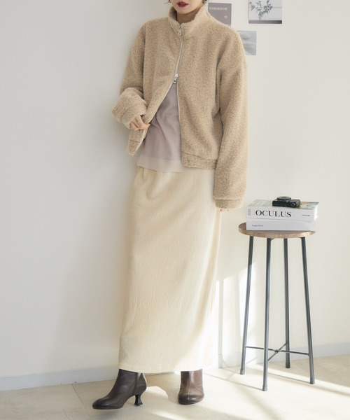 RU.TI.LE（ルチル）の「【RU.TI.LE】カットボアジップブルゾン（ブルゾン・レディース・ブラック/ベージュ・MEDIUM）」の14枚目の写真