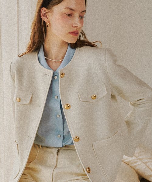 LONG TWEED JACKET IVORY