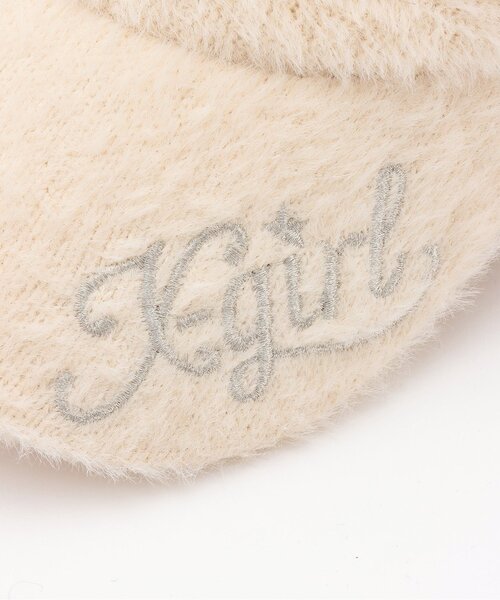 X-girl Stages（エックスガールステージス）の「ロゴ刺しゅうファーキャップ（キャップ・キッズ・ブラック/アイボリー・S(48-52cm)/52-56cm）」の4枚目の写真