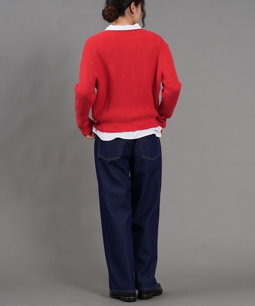 .WORKS(ドットワークス)の「デニム*裏シャギーワイドパンツ(デニムパンツ・レディース・ネイビー系/ブルー/ネイビー/ブルー系・61/64/67)」の7枚目の写真