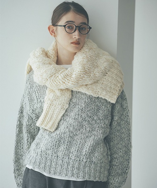 studio CLIP（スタディオクリップ）の「《natural by clip》2ゲージウール混スラブプルオーバー（ニット/セーター・レディース・アイボリー/ライトグレー・FREE）」の2枚目の写真