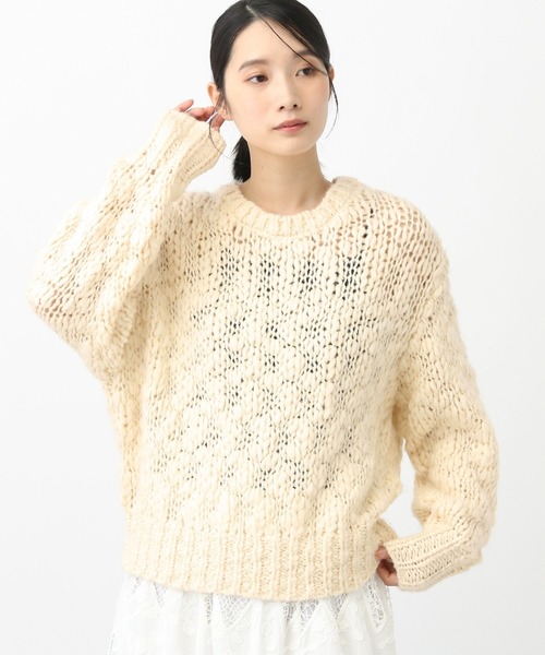 studio CLIP（スタディオクリップ）の「《natural by clip》2ゲージウール混スラブプルオーバー（ニット/セーター・レディース・アイボリー/ライトグレー・FREE）」の5枚目の写真