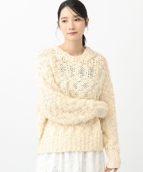 studio CLIP（スタディオクリップ）の「《natural by clip》2ゲージウール混スラブプルオーバー（ニット/セーター・レディース・アイボリー/ライトグレー・FREE）」の4枚目の写真