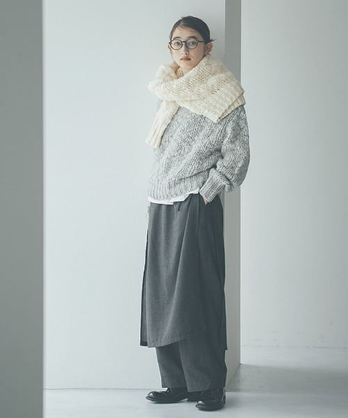 studio CLIP（スタディオクリップ）の「《natural by clip》2ゲージウール混スラブプルオーバー（ニット/セーター・レディース・アイボリー/ライトグレー・FREE）」の3枚目の写真