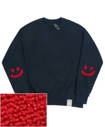 [UNISEX]エルボーブックル刺繍スマイル描画マンツーマン_ネイビー