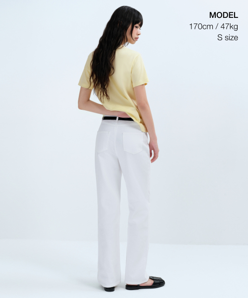 MUSINSA STANDARD WOMAN（ムシンサスタンダードウーマン）の「ウィメンズベーシッククルーネックTシャツ[レモン]（Tシャツ/カットソー・レディース・その他・SMALL/MEDIUM/X-SMALL/LARGE）」の2枚目の写真