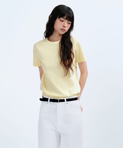 MUSINSA STANDARD WOMAN（ムシンサスタンダードウーマン）の「ウィメンズベーシッククルーネックTシャツ[レモン]（Tシャツ/カットソー・レディース・その他・SMALL/MEDIUM/X-SMALL/LARGE）」の3枚目の写真