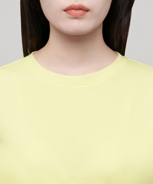 MUSINSA STANDARD WOMAN（ムシンサスタンダードウーマン）の「ウィメンズベーシッククルーネックTシャツ[レモン]（Tシャツ/カットソー・レディース・その他・SMALL/MEDIUM/X-SMALL/LARGE）」の4枚目の写真