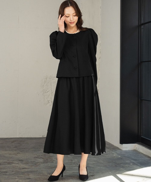 セール】【喪服・礼服】洗える スーツ セットアップ スカート 2点
