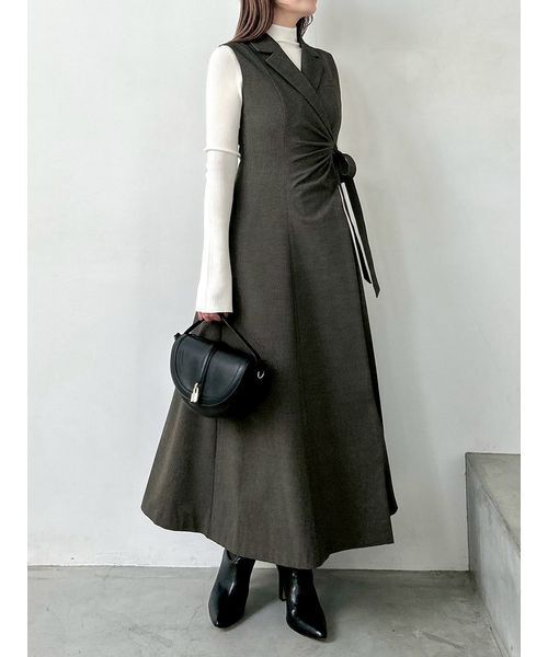 セール】Sustainableサイドプリーツテーラードワンピース（ワンピース