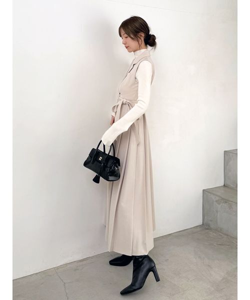 セール】Sustainableサイドプリーツテーラードワンピース（ワンピース