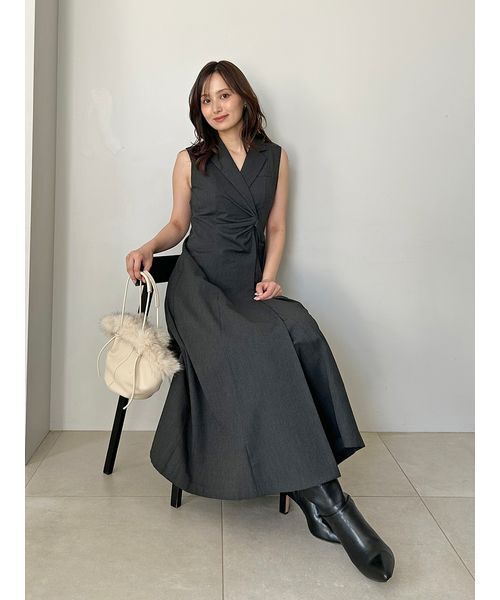セール】Sustainableサイドプリーツテーラードワンピース（ワンピース