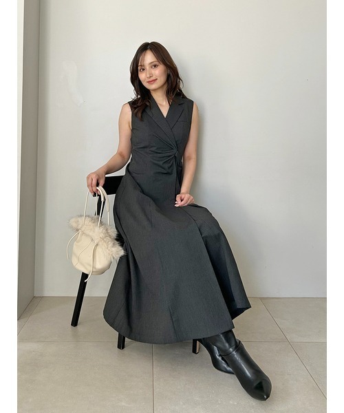 セール】Sustainableサイドプリーツテーラードワンピース（ワンピース