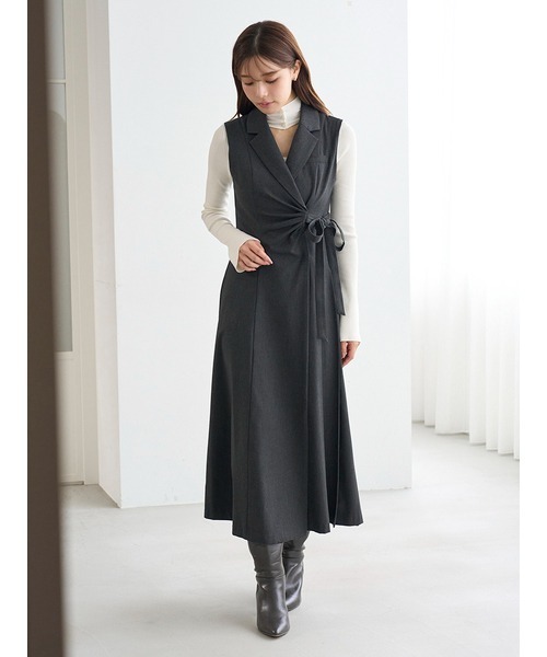 セール】Sustainableサイドプリーツテーラードワンピース（ワンピース