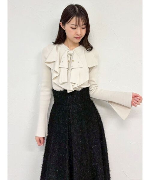 dazzlin(ダズリン)の「ラッフルタイニット(ニット/セーター・レディース・ベージュ/ブラック/グレー/オフホワイト・FREE)」の20枚目の写真