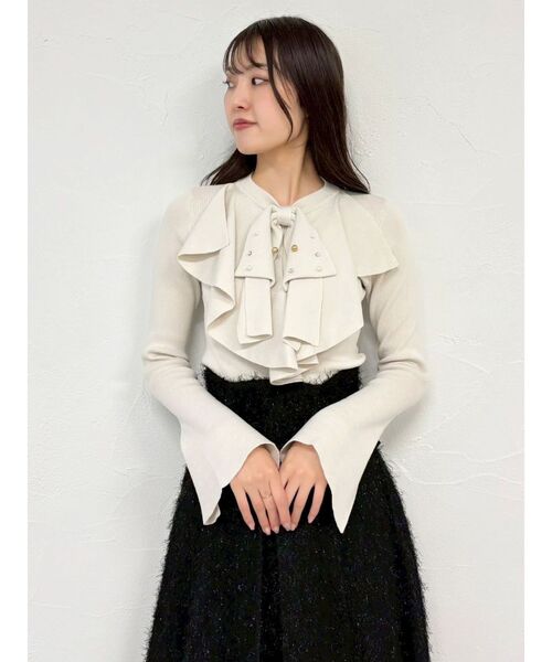 dazzlin(ダズリン)の「ラッフルタイニット(ニット/セーター・レディース・ベージュ/ブラック/グレー/オフホワイト・FREE)」の21枚目の写真