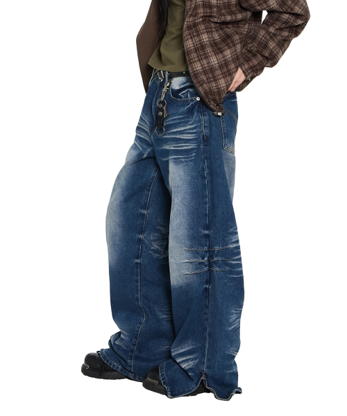 AAKAM(アーカム)の「Washed Zipper Slit Denim Pants (Blue)(デニムパンツ・レディース・その他・2/1)」の4枚目の写真