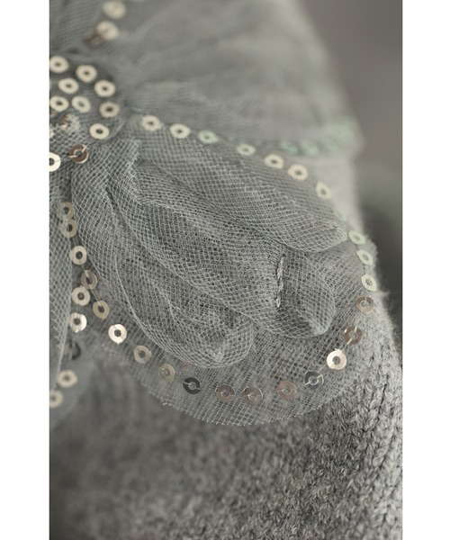 cawaii（カワイイ）の「チュールのお花咲くおめかしカーディガン（カーディガン/ボレロ・レディース・レッド/グレー・FREE）」の6枚目の写真