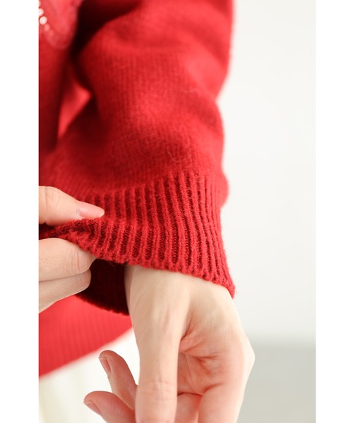 cawaii（カワイイ）の「チュールのお花咲くおめかしカーディガン（カーディガン/ボレロ・レディース・レッド/グレー・FREE）」の19枚目の写真