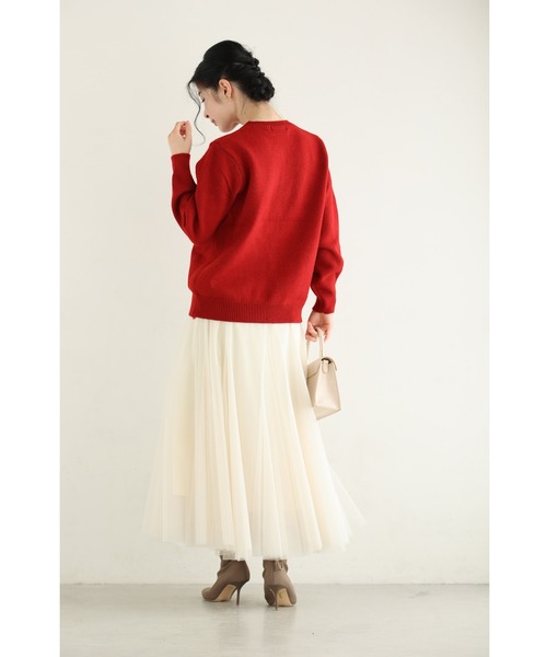 cawaii（カワイイ）の「チュールのお花咲くおめかしカーディガン（カーディガン/ボレロ・レディース・レッド/グレー・FREE）」の8枚目の写真