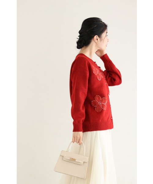 cawaii（カワイイ）の「チュールのお花咲くおめかしカーディガン（カーディガン/ボレロ・レディース・レッド/グレー・FREE）」の20枚目の写真