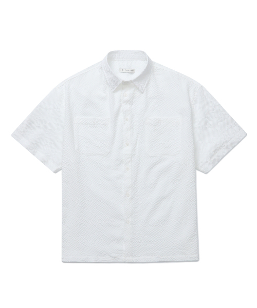 CONNECT KINLOCH(コネクトキンロック)の「ルーズフィットシアサーカー半袖シャツ(ホワイト)(シャツ/ブラウス・メンズ・その他・LARGE/X-LARGE/MEDIUM)」の1枚目の写真