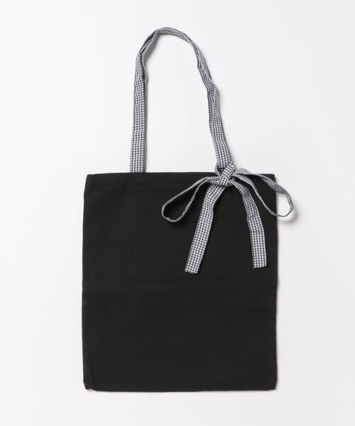 styiro(スタイロ)の「Check ribbon tote bag / ギンガムチェックリボントートバッグ〈A4対応・軽量〉(トートバッグ・レディース・ブラック・FREE)」の3枚目の写真