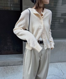 lettering mohair knit cardigan