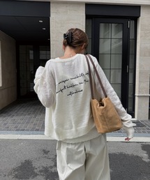 lettering mohair knit cardigan