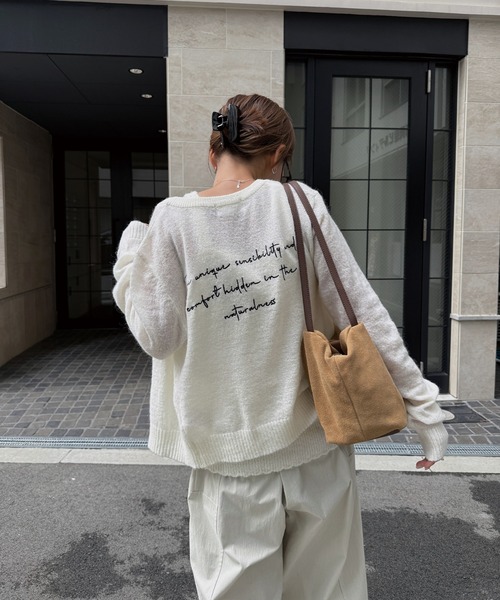 lettering mohair knit cardigan（ニット/セーター）｜nananamoe