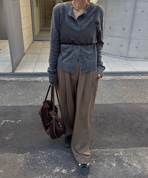 nananamoe(ナナナモエ)の「lettering mohair knit cardigan(ニット/セーター・レディース・チャコールグレー/アイボリー/ベージュ・FREE)」の7枚目の写真