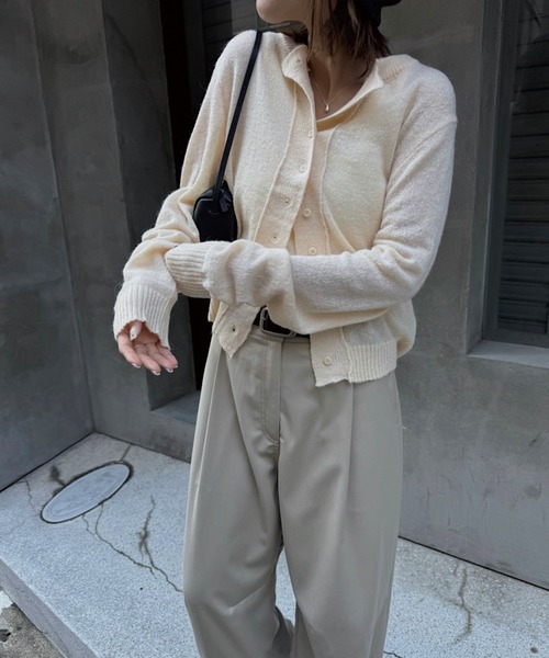 nananamoe(ナナナモエ)の「lettering mohair knit cardigan(ニット/セーター・レディース・チャコールグレー/アイボリー/ベージュ・FREE)」の18枚目の写真