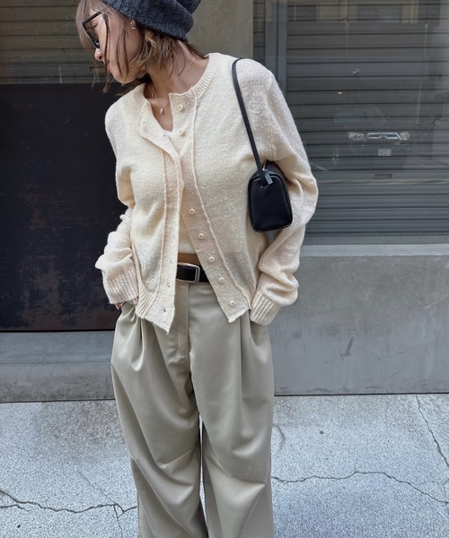 nananamoe(ナナナモエ)の「lettering mohair knit cardigan(ニット/セーター・レディース・チャコールグレー/アイボリー/ベージュ・FREE)」の22枚目の写真
