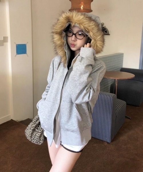 セール】ファー取り外し2WAYジップパーカー（パーカー）｜LADY LIKE