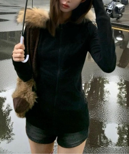 セール】【秋冬新作】ファー取り外し2WAYジップパーカー（パーカー