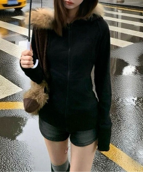 セール】【秋冬新作】ファー取り外し2WAYジップパーカー（パーカー