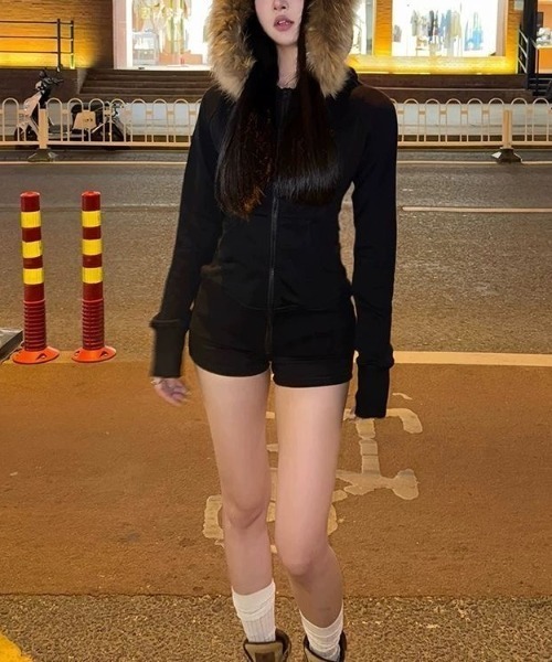 LADY LIKE（レディライク）の「ファー取り外し2WAYジップパーカー（パーカー・レディース・モカ/ブラック/グレー・M）」の14枚目の写真