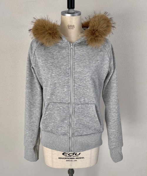 セール】【秋冬新作】ファー取り外し2WAYジップパーカー（パーカー
