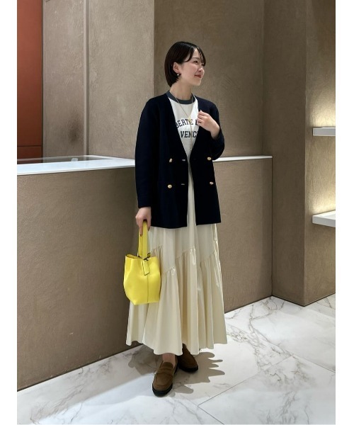 allureville(アルアバイル)の「ガーターノーカラーニットジャケット(カーディガン/ボレロ・レディース・ブルー/ブラック系その他/ネイビー/アイボリー・2)」の5枚目の写真
